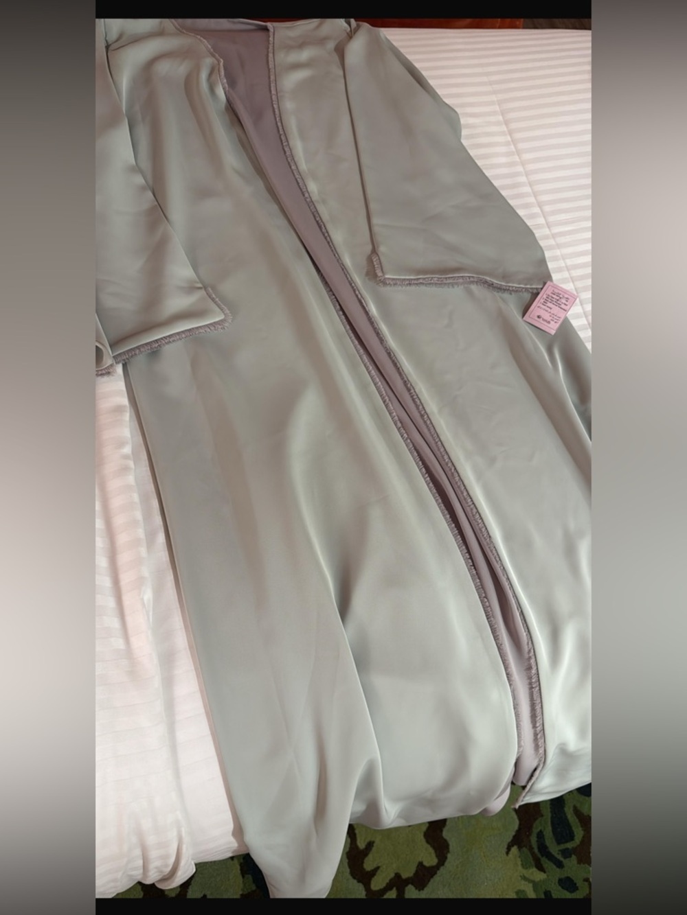 Light Sage Open-Front Abaya
